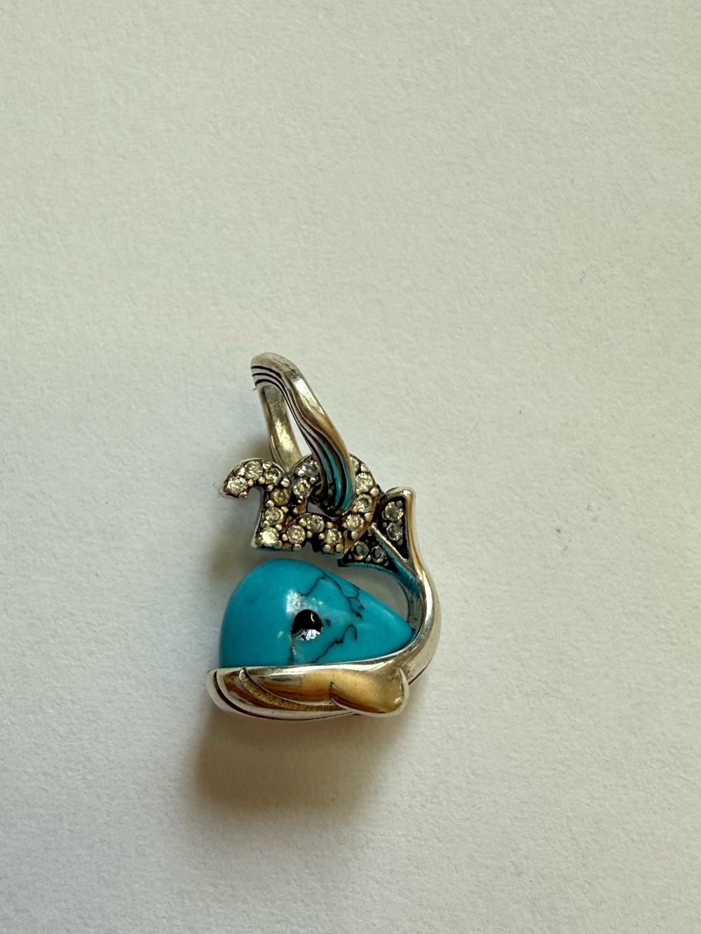 Sterling Silver Turquoise Whale Charm Pandora Compatible, DIY Jewelry